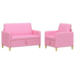 vidaXL Conjunto de Sof&aacute; com Armazenamento 2 unid. Rosa Poli&eacute;ster