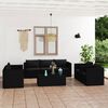 vidaXL 9 pcs conjunto lounge de jardim c/ almofadões vime PE preto