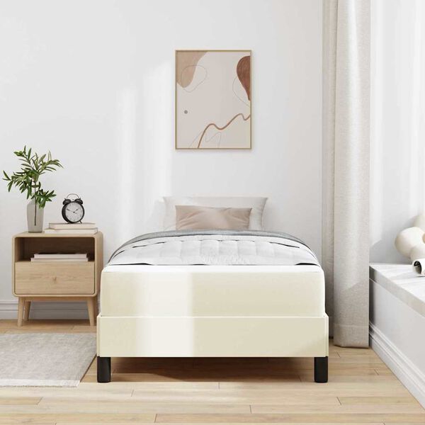 vidaXL Estrutura da Cama com colchão Creme 100 x 200 cm tecido