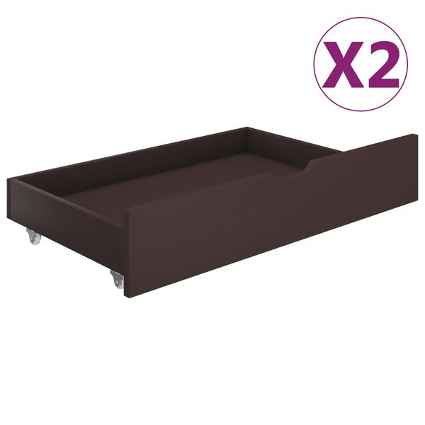 vidaXL Gavetas de cama 2 pcs madeira de pinho maci&ccedil;a castanho-escuro