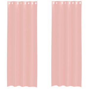 vidaXL Cortinas de voile com ilh&oacute;s 2 pcs rosa 140x300 cm