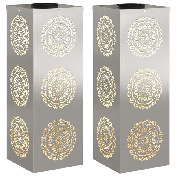 vidaXL Luz Solar LED de Caminho 2 pcs A&ccedil;o inoxid&aacute;vel A&ccedil;o inoxid&aacute;vel