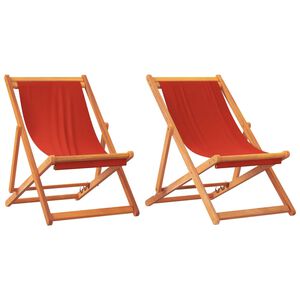 vidaXL Cadeiras de praia dobr&aacute;veis 2 pcs tecido vermelho