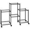 vidaXL Suporte de vasos c/ rodas 83x25x63,5 cm ferro preto