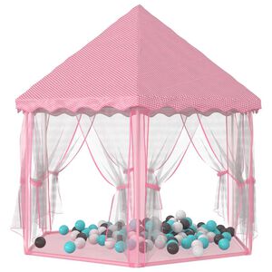 vidaXL Tenda de brincar princesas c/ 250 bolas 133x140 cm rosa