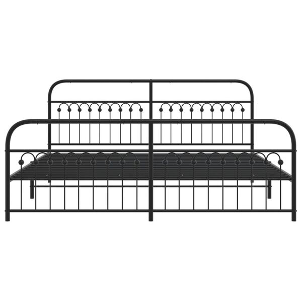 vidaXL Estrutura de cama com cabeceira e p&eacute;s 193x203 cm metal preto