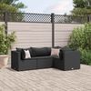 vidaXL 4 pcs conjunto lounge de jardim c/ almofad&otilde;es vime PE preto