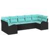 vidaXL Conjunto de Sof&aacute; de Jardim 7 pcs Preto e Turquesa vime PE