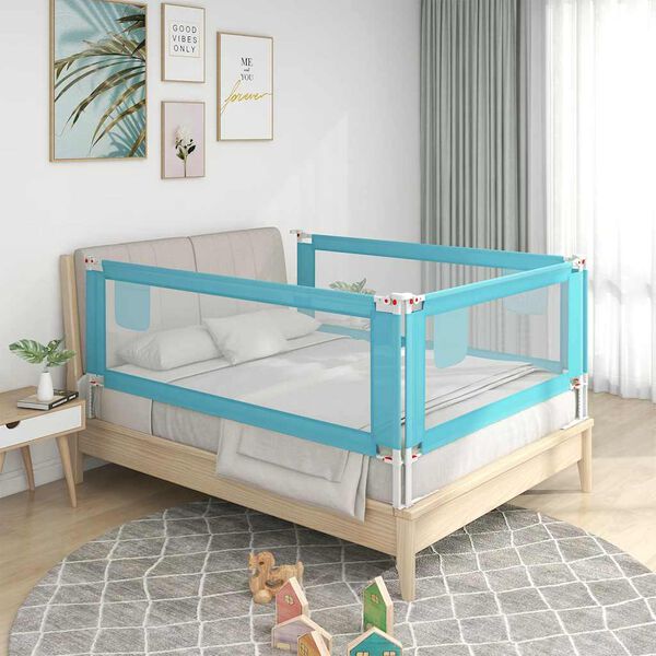vidaXL Barra de seguran&ccedil;a p/ cama infantil tecido 120x25 cm azul