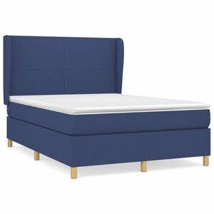 vidaXL Cama com molas/colch&atilde;o 140x190 cm tecido azul