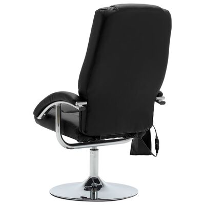 vidaXL Cadeira massagens reclinável + apoio pés couro artificial preto