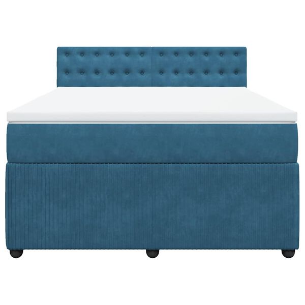 vidaXL Cama boxspring com colchão 140x190 cm veludo azul