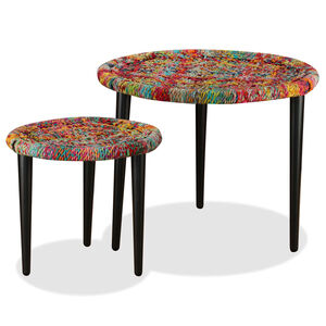 vidaXL Conjunto mesas de centro 2 pcs detalhes chindi multicor