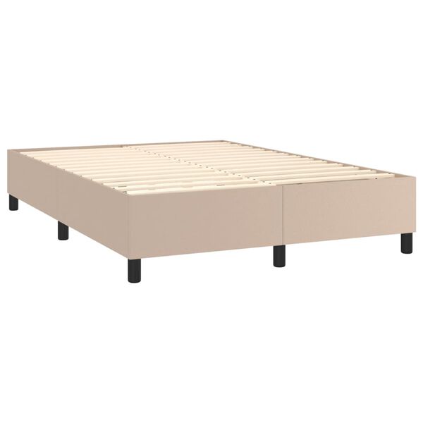 vidaXL Cama com molas/colch&atilde;o 140x200 cm couro artificial cappuccino