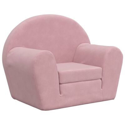 vidaXL Sofá-cama infantil de pelúcia rosa