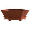 vidaXL Fire Pit Castanho 75 x 75 x 28 cm A&ccedil;o resistente &agrave;s intemp&eacute;ries
