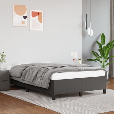 vidaXL Estrutura de cama 120x190 cm couro artificial cinzento