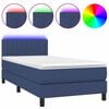 vidaXL Cama box spring c/ colch&atilde;o e LED 90x190 cm tecido azul