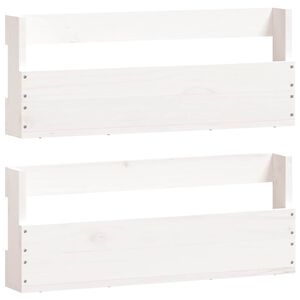 vidaXL Sapateiras de parede 2 pcs 59x9x23 cm pinho maci&ccedil;o branco