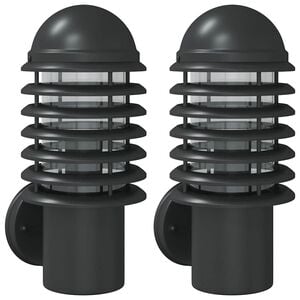 vidaXL Candeeiros de parede p/ exterior 2 pcs a&ccedil;o inoxid&aacute;vel preto