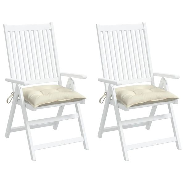 vidaXL Almofad&otilde;es de cadeira 2 pcs 40x40x7cm tecido oxford branco nata