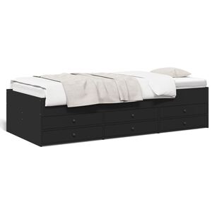 vidaXL Sof&aacute;-cama com gavetas sem colch&atilde;o 90x200 cm preto