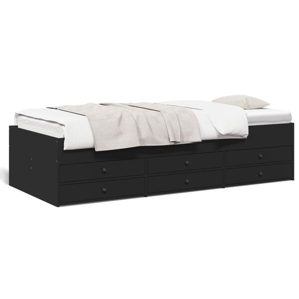 vidaXL Sofá-cama com gavetas sem colchão 90x200 cm preto