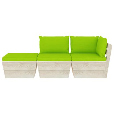 vidaXL 3 pcs conjunto lounge de paletes + almofadões madeira de abeto