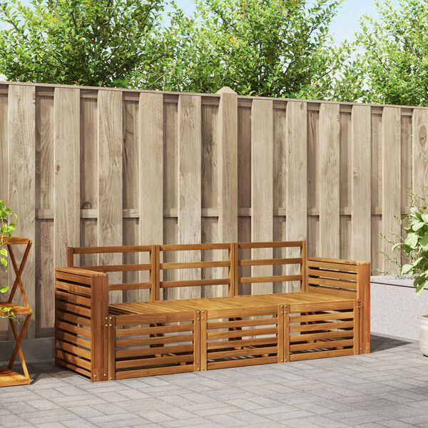 vidaXL Conjuntos de sof&aacute;s 3 pcs Natural Madeira S&oacute;lida de Ac&aacute;cia