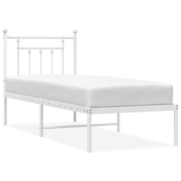 vidaXL Estrutura de cama sem colch&atilde;o com cabeceira 75x190 cm branco
