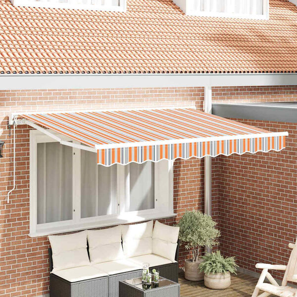 vidaXL Toldo Retr&aacute;til Azul e Laranja 250 x 200 cm Poli&eacute;ster e Metal