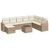 vidaXL 9 pcs conjunto de sof&aacute;s p/ jardim com almofad&otilde;es vime PE bege