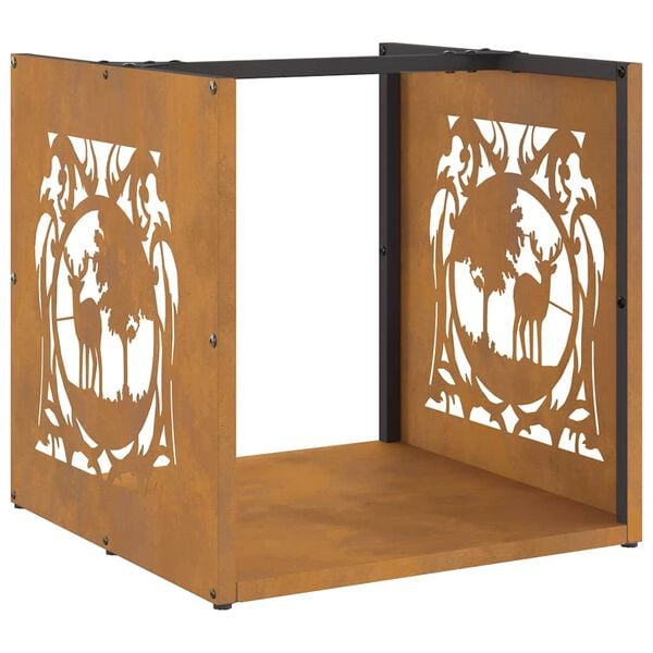 vidaXL Rack Lenha 40x40x40 cm aço resistente às intempéries