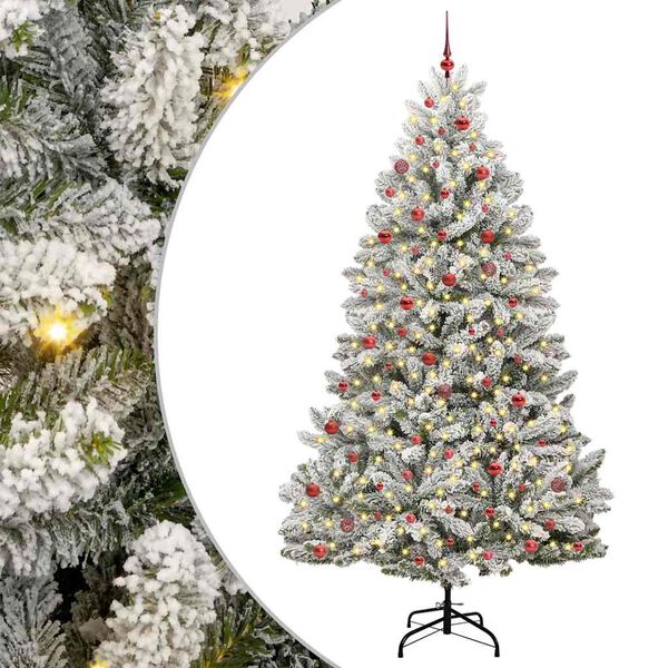 vidaXL Árvore de Natal Artificial Verde e Branco 270 cm PVC e Metal