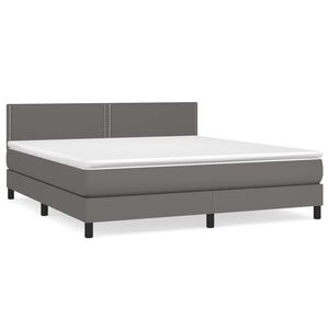 vidaXL Cama com molas/colch&atilde;o 180x200 cm couro artificial cinza