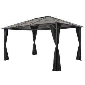 vidaXL Gazebo com cortinas alum&iacute;nio 4x3x2,6 m preto