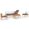 vidaXL 4 pcs conj. lounge jardim c/ almofad&otilde;es madeira ac&aacute;cia maci&ccedil;a