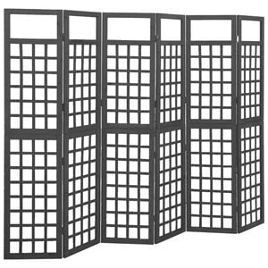 vidaXL Biombo/treli&ccedil;a 6 pain&eacute;is abeto maci&ccedil;o 242,5x180 cm preto