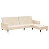 vidaXL Sof&aacute;-cama de 2 lugares com apoio de p&eacute;s veludo cor creme