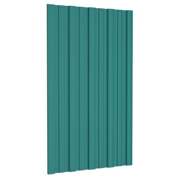 vidaXL Painéis de telhado 12 pcs 80x45 cm aço galvanizado verde