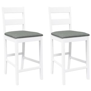 vidaXL Bancos de bar com almofad&otilde;es 2pcs madeira de seringueira maci&ccedil;a