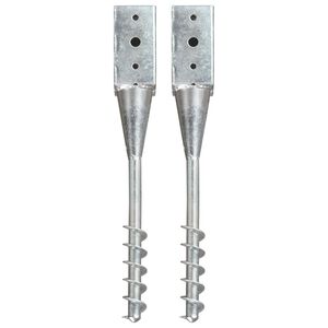vidaXL Estacas de enterrar 2 pcs 7x7x56 cm a&ccedil;o galvanizado prateado
