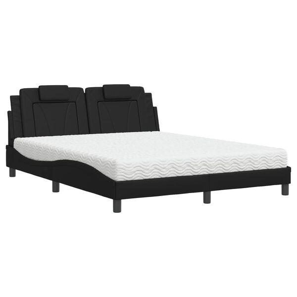vidaXL Cama Viana com colch&atilde;o 160x200 cm couro artificial preto