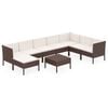 vidaXL 9 pcs conjunto lounge jardim c/ almofad&otilde;es vime PE castanho