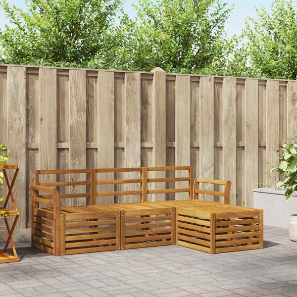 vidaXL Conjuntos de sof&aacute;s 4 pcs Natural Madeira S&oacute;lida de Ac&aacute;cia