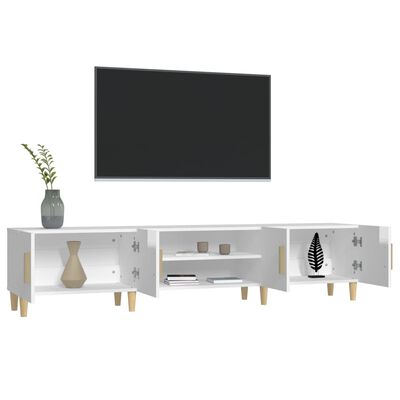 vidaXL Móvel de TV 180x31,5x40cm derivados de madeira branco brilhante