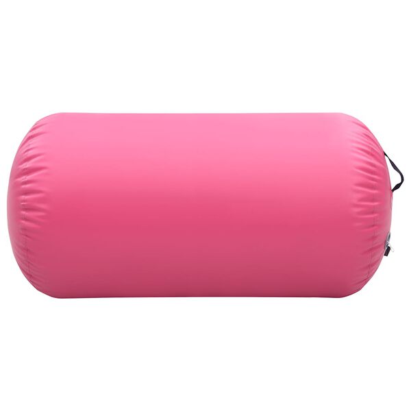 vidaXL Rolo de gin&aacute;stica/yoga insufl&aacute;vel com bomba 120x90 cm PVC rosa