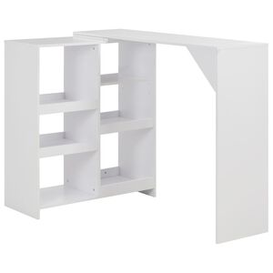 vidaXL Mesa de bar com prateleira mov&iacute;vel branco 138x39x110 cm