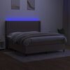 vidaXL Cama box spring colch&atilde;o/LED 180x200cm tecido cinza-acastanhado