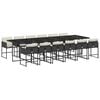vidaXL 13 pcs conjunto de jantar p/jardim com almofad&otilde;es vime PE preto